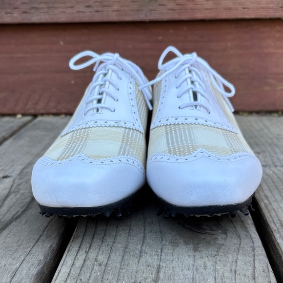 FootJoy LoPro White and Cream Plaid Women’s Golf Oxfords. 9.5. Like New - Picture 6 of 10